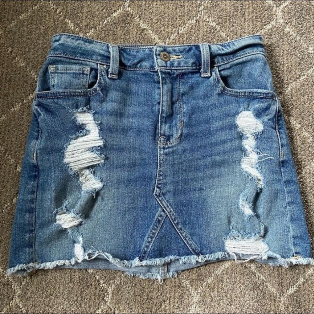 Holister Distressed Denim Skirt